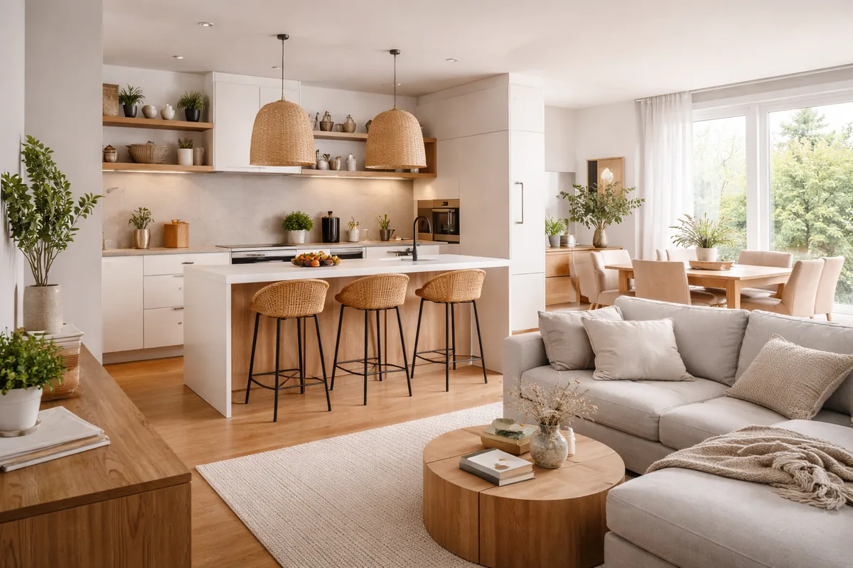 Comment organiser une cuisine ouverte sur salon efficacement